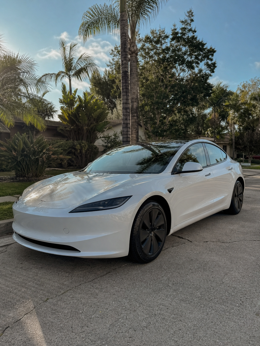 White Tesla Model 3 freshly detailed